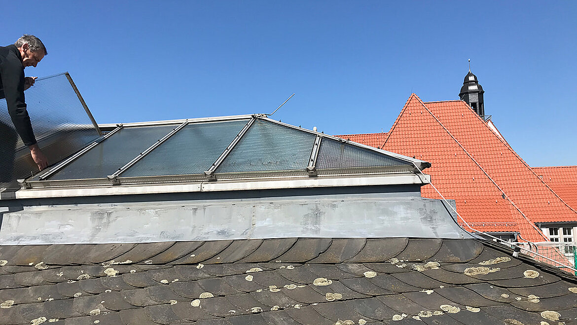 Bielefelds arbetsdomstol med glastak som ska renoveras