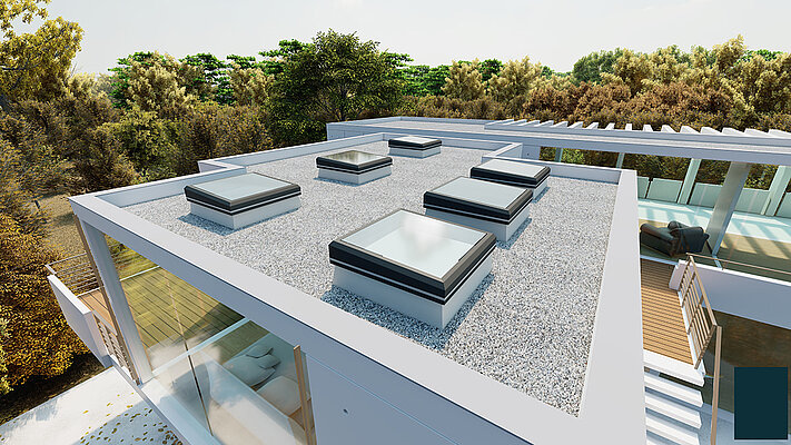 Fönster för platt tak med aluminiumram 3°